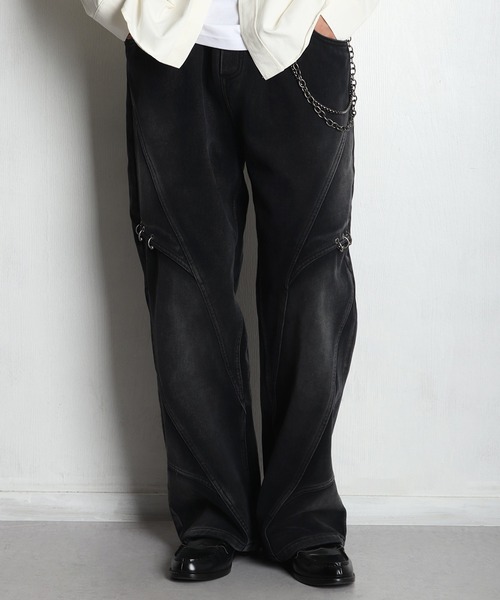 WESTSEA(ウエストシー)の「ウォレットチェーン付き デニムパンツ ウォッシュ加工(デニムパンツ・メンズ・グレー/ブルー/ブラック・M/L/XL)」の1枚目の写真