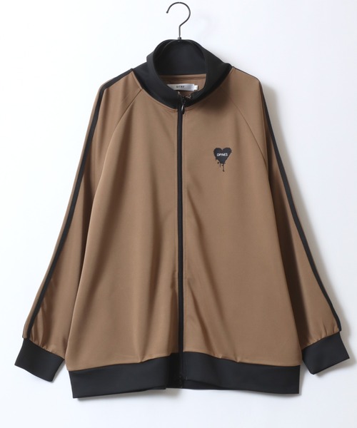 SITRY（シトリー）の「SITRY Heart Embroidery Track Jacket/別注 オーバーサイズ ダブルジップ ハートロゴ ワンポイントラメ刺繍 トラックジャケット ジャージ メンズ レディース（ジャージ・メンズ・ベージュ/チャコール/ネイビー・XL/L/M）」の5枚目の写真