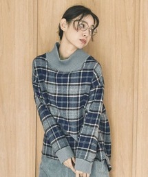and myera | ａｎｄ　ｍｙｅｒａ　ハイネックチェックトップス(Tシャツ/カットソー)