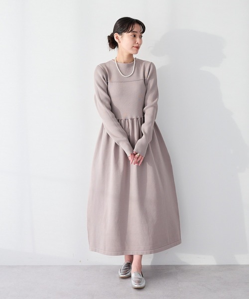 CRAFT STANDARD BOUTIQUE（クラフトスタンダードブティック）の「＜セレモニー／ハレの日＞スポンディッシュニットワンピース◆（ワンピース・レディース・ライトグレー/チャコールグレー・FREE）」の2枚目の写真