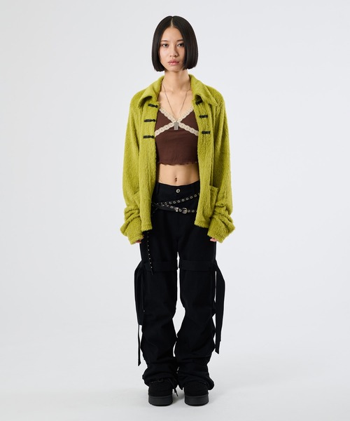 FTW(エフティダブリュー)の「SHAGGY CHINA KNIT CARDIGAN(カーディガン/ボレロ・レディース・パープル/ライトグリーン・SMALL/MEDIUM)」の5枚目の写真