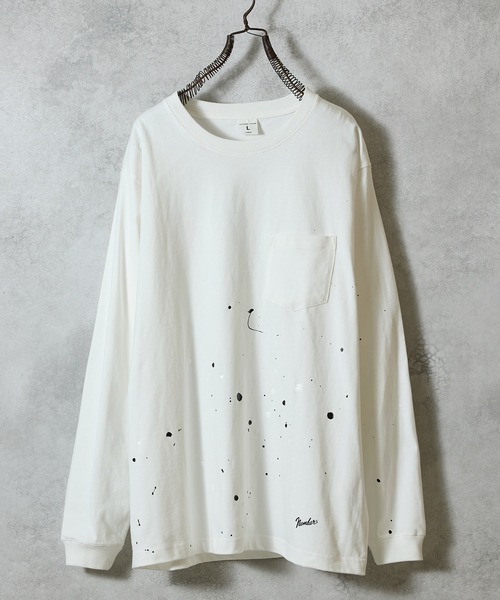 NUMBER (N)INE（ナンバーナイン）の「HAND PAINTED BASIC HEM PRINTED POCKET L/S T-SHIRT / ハンドペイント ベーシック ワンポイント ロゴプリント ポケット ロンT（Tシャツ/カットソー・メンズ・ブラック/ブラック系その他2/ホワイト系その他2/グレー/グレー系その他2/ホワイト・M/L/XL）」の3枚目の写真