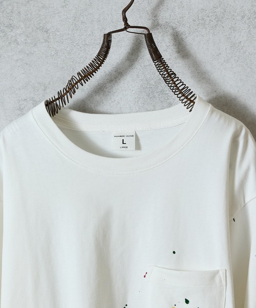 NUMBER (N)INE（ナンバーナイン）の「HAND PAINTED BASIC HEM PRINTED POCKET L/S T-SHIRT / ハンドペイント ベーシック ワンポイント ロゴプリント ポケット ロンT（Tシャツ/カットソー・メンズ・ブラック/ブラック系その他2/ホワイト系その他2/グレー/グレー系その他2/ホワイト・M/L/XL）」の8枚目の写真