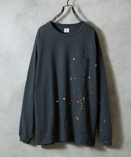 NUMBER (N)INE（ナンバーナイン）の「HAND PAINTED BASIC HEM PRINTED POCKET L/S T-SHIRT / ハンドペイント ベーシック ワンポイント ロゴプリント ポケット ロンT（Tシャツ/カットソー・メンズ・ブラック/ブラック系その他2/ホワイト系その他2/グレー/グレー系その他2/ホワイト・M/L/XL）」の19枚目の写真