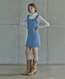 IHR（アイエイチアール）の「ツイードミニドレス / ブルー（ワンピース）」