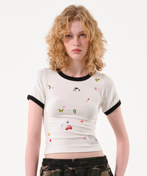 ステッカーリンガーTシャツ(アイボリー)