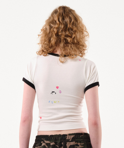 FOR THE WEATHER（フォーザウェザー）の「ステッカーリンガーTシャツ（アイボリー）（Tシャツ/カットソー・レディース・その他・SMALL/MEDIUM）」の4枚目の写真