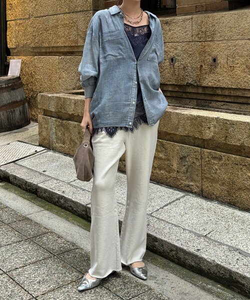 DouDou（ドゥドゥ）の「ピグメント加工裏毛フレアパンツ（その他パンツ・レディース・ブラック/アイボリー・TM/FREE）」の3枚目の写真