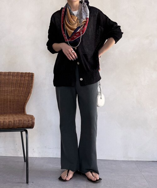 DouDou（ドゥドゥ）の「ピグメント加工裏毛フレアパンツ（その他パンツ・レディース・ブラック/アイボリー・TM/FREE）」の19枚目の写真