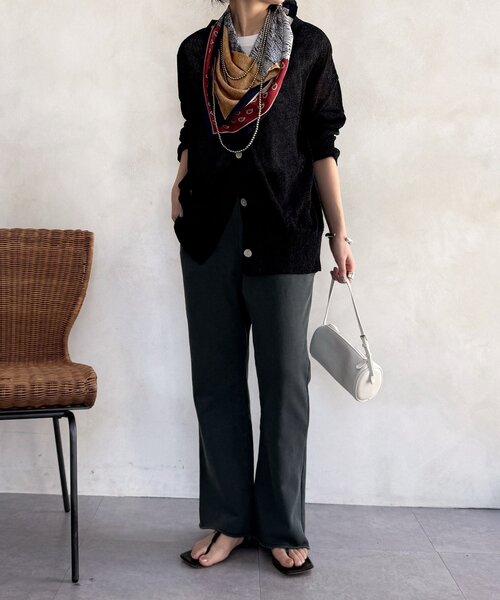 DouDou（ドゥドゥ）の「ピグメント加工裏毛フレアパンツ（その他パンツ・レディース・ブラック/アイボリー・TM/FREE）」の20枚目の写真