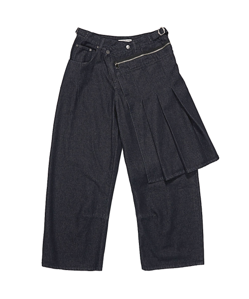 DETACHABLE SKIRT JEANS NAVY（デニムパンツ）｜SCHISM INDUCING（スキ 