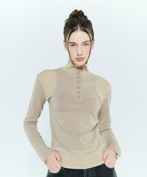 L6 BUTTON T-SHIRT(BEIGE)