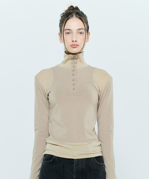 LARTIGENT(ラーティゼン)の「L6 BUTTON T-SHIRT(BEIGE)(その他トップス・レディース・その他・FREE)」の5枚目の写真