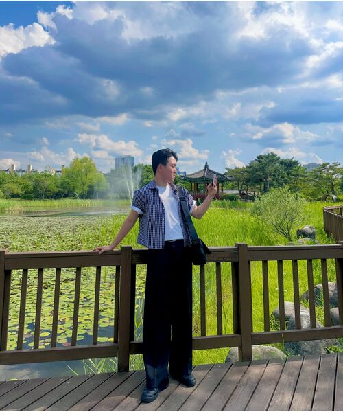 HYOJI(ヒョージ)の「ワンタックワイドスラックス(四季、夏-8カラー)(スラックス・メンズ・ブラウン/チャコール/ブラック/ブラック系/ネイビー/ベージュ/グレイッシュベージュ/チャコールグレー・S/XL/L/M)」の14枚目の写真