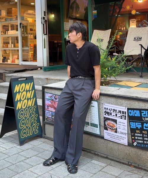 HYOJI(ヒョージ)の「ワンタックワイドスラックス(四季、夏-8カラー)(スラックス・メンズ・ブラウン/チャコール/ブラック/ブラック系/ネイビー/ベージュ/グレイッシュベージュ/チャコールグレー・S/XL/L/M)」の15枚目の写真