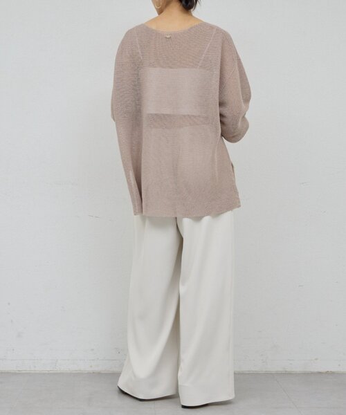 GALLARDAGALANTE(ガリャルダガランテ)の「ペーパーヤーンメッシュニット(ニット/セーター・レディース・ミント/ベージュ/ライトベージュ/ブラック・FREE)」の6枚目の写真