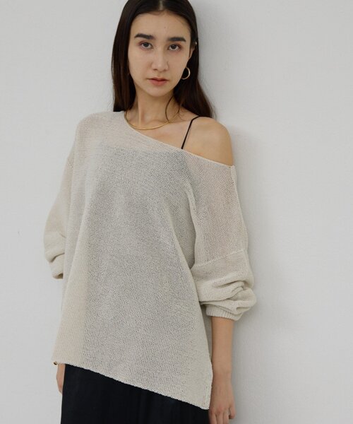 GALLARDAGALANTE(ガリャルダガランテ)の「ペーパーヤーンメッシュニット(ニット/セーター・レディース・ミント/ベージュ/ライトベージュ/ブラック・FREE)」の8枚目の写真