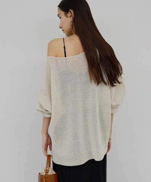 GALLARDAGALANTE(ガリャルダガランテ)の「ペーパーヤーンメッシュニット(ニット/セーター・レディース・ミント/ベージュ/ライトベージュ/ブラック・FREE)」の9枚目の写真