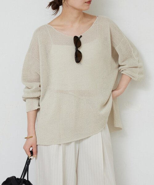 GALLARDAGALANTE(ガリャルダガランテ)の「ペーパーヤーンメッシュニット(ニット/セーター・レディース・ミント/ベージュ/ライトベージュ/ブラック・FREE)」の14枚目の写真