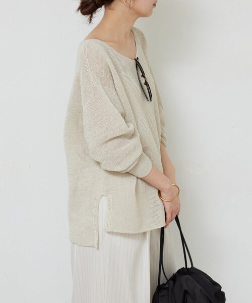 GALLARDAGALANTE(ガリャルダガランテ)の「ペーパーヤーンメッシュニット(ニット/セーター・レディース・ミント/ベージュ/ライトベージュ/ブラック・FREE)」の15枚目の写真