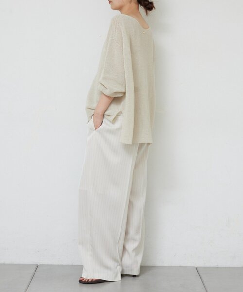 GALLARDAGALANTE(ガリャルダガランテ)の「ペーパーヤーンメッシュニット(ニット/セーター・レディース・ミント/ベージュ/ライトベージュ/ブラック・FREE)」の18枚目の写真