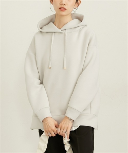 nissen（ニッセン）の「きれいめダンボールパーカー（パーカー・レディース・サックスブルー/オフホワイト/グレー・M/L/LL）」の3枚目の写真