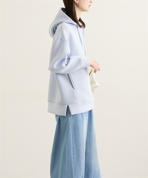 nissen（ニッセン）の「きれいめダンボールパーカー（パーカー・レディース・サックスブルー/オフホワイト/グレー・M/L/LL）」の6枚目の写真