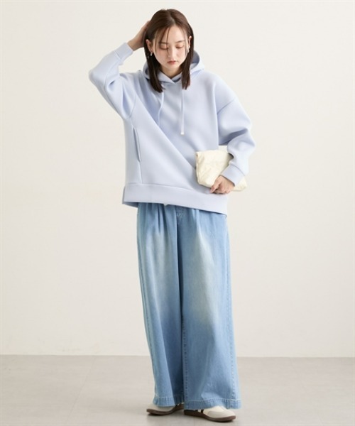 nissen（ニッセン）の「きれいめダンボールパーカー（パーカー・レディース・サックスブルー/オフホワイト/グレー・M/L/LL）」の7枚目の写真