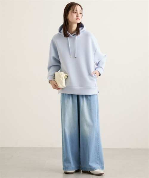 nissen（ニッセン）の「きれいめダンボールパーカー（パーカー・レディース・サックスブルー/オフホワイト/グレー・M/L/LL）」の9枚目の写真