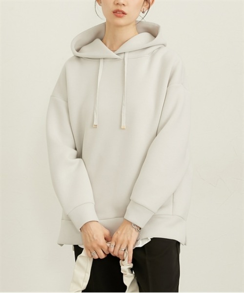 nissen（ニッセン）の「きれいめダンボールパーカー（パーカー・レディース・サックスブルー/オフホワイト/グレー・M/L/LL）」の18枚目の写真