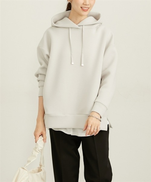 nissen（ニッセン）の「きれいめダンボールパーカー（パーカー・レディース・サックスブルー/オフホワイト/グレー・M/L/LL）」の19枚目の写真