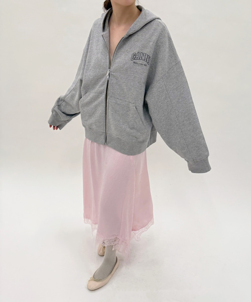 EDIT. FOR LULU（エディットフォールル）の「【GANNI/ガニー】Essential Isoli Zip Hoodie（パーカー・レディース・チャコールグレー・FREE）」の4枚目の写真