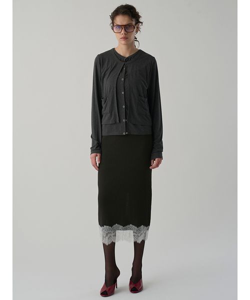 Henon.(ヘノン)の「カットレイヤードカーディガン(カーディガン/ボレロ・レディース・グレー/ブラック/ブラウン・F)」の5枚目の写真