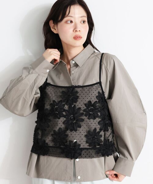 le.coeur blanc（ルクールブラン）の「TORRAZZO DONNAバルーンシャツ（シャツ/ブラウス・レディース・ホワイト/グレー・38）」の2枚目の写真