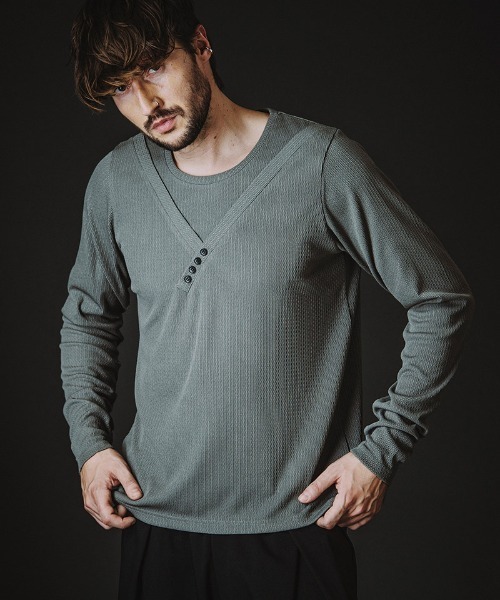 NO ID.(ノーアイディ)の「mlt5582-イレギュラーネックPO プルオーバー(858006-406T)(Tシャツ/カットソー・メンズ・ホワイト/グレー/ブラック・1/2)」の3枚目の写真
