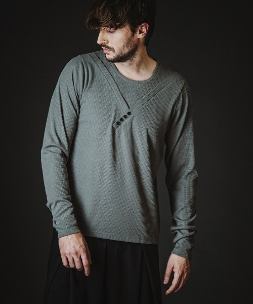 NO ID.(ノーアイディ)の「mlt5582-イレギュラーネックPO プルオーバー(858006-406T)(Tシャツ/カットソー・メンズ・ホワイト/グレー/ブラック・1/2)」の7枚目の写真