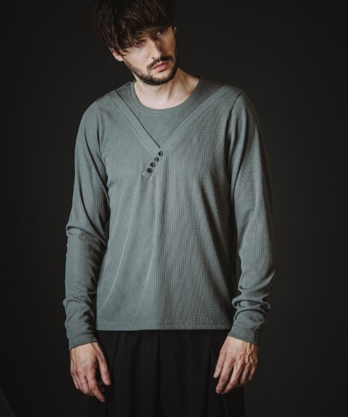 NO ID.(ノーアイディ)の「mlt5582-イレギュラーネックPO プルオーバー(858006-406T)(Tシャツ/カットソー・メンズ・ホワイト/グレー/ブラック・1/2)」の8枚目の写真