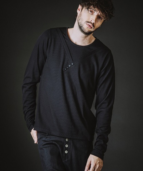 NO ID.(ノーアイディ)の「mlt5582-イレギュラーネックPO プルオーバー(858006-406T)(Tシャツ/カットソー・メンズ・ホワイト/グレー/ブラック・1/2)」の9枚目の写真