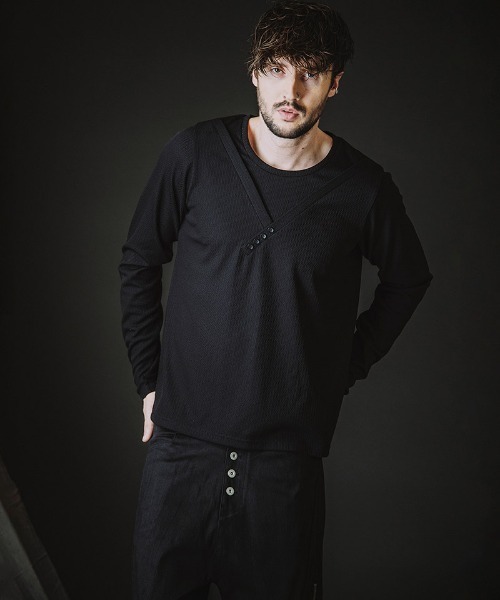 NO ID.(ノーアイディ)の「mlt5582-イレギュラーネックPO プルオーバー(858006-406T)(Tシャツ/カットソー・メンズ・ホワイト/グレー/ブラック・1/2)」の11枚目の写真