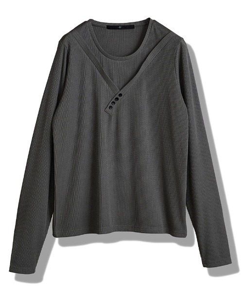 NO ID.(ノーアイディ)の「mlt5582-イレギュラーネックPO プルオーバー(858006-406T)(Tシャツ/カットソー・メンズ・ホワイト/グレー/ブラック・1/2)」の22枚目の写真