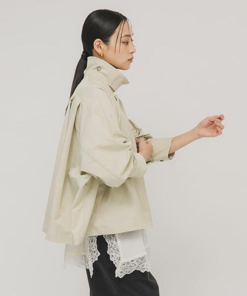 KBF（ケイビーエフ）の「ステンカラーマントコート（ステンカラーコート・レディース・グレー系その他/チャコールグレー/ベージュ・ONE）」の5枚目の写真