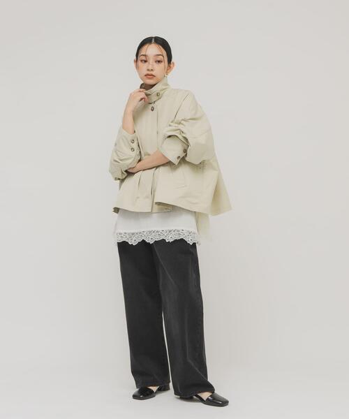 KBF（ケイビーエフ）の「ステンカラーマントコート（ステンカラーコート・レディース・グレー系その他/チャコールグレー/ベージュ・ONE）」の6枚目の写真