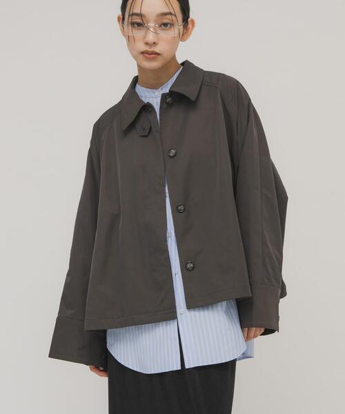 KBF（ケイビーエフ）の「ステンカラーマントコート（ステンカラーコート・レディース・グレー系その他/チャコールグレー/ベージュ・ONE）」の14枚目の写真