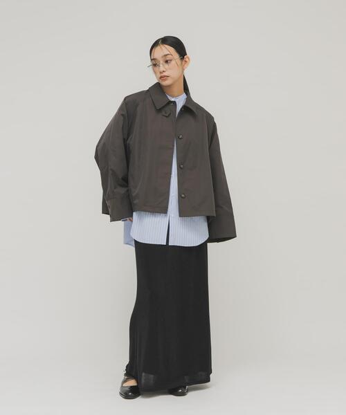 KBF（ケイビーエフ）の「ステンカラーマントコート（ステンカラーコート・レディース・グレー系その他/チャコールグレー/ベージュ・ONE）」の17枚目の写真