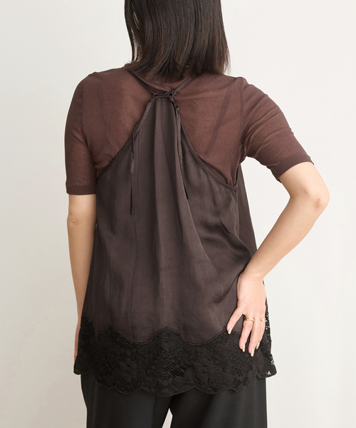 IENA LA BOUCLE（イエナラブークル）の「IENA LA BOUCLE R/Lサテンレースコンビキャミソール（キャミソール・レディース・ブラウン・FREE）」の3枚目の写真