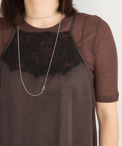 IENA LA BOUCLE（イエナラブークル）の「IENA LA BOUCLE R/Lサテンレースコンビキャミソール（キャミソール・レディース・ブラウン・FREE）」の5枚目の写真