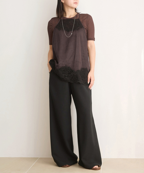 IENA LA BOUCLE（イエナラブークル）の「IENA LA BOUCLE R/Lサテンレースコンビキャミソール（キャミソール・レディース・ブラウン・FREE）」の6枚目の写真