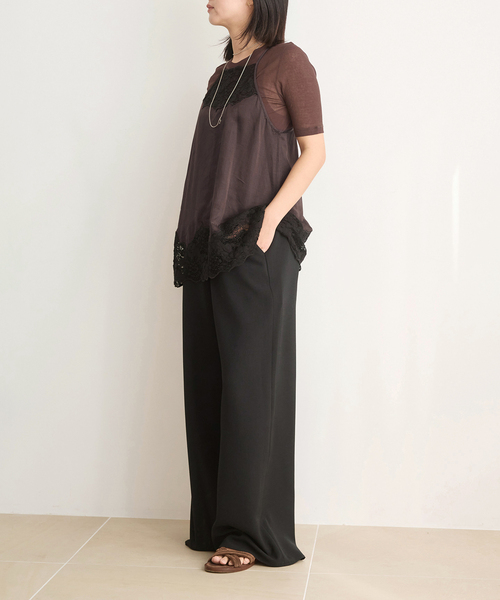 IENA LA BOUCLE（イエナラブークル）の「IENA LA BOUCLE R/Lサテンレースコンビキャミソール（キャミソール・レディース・ブラウン・FREE）」の7枚目の写真