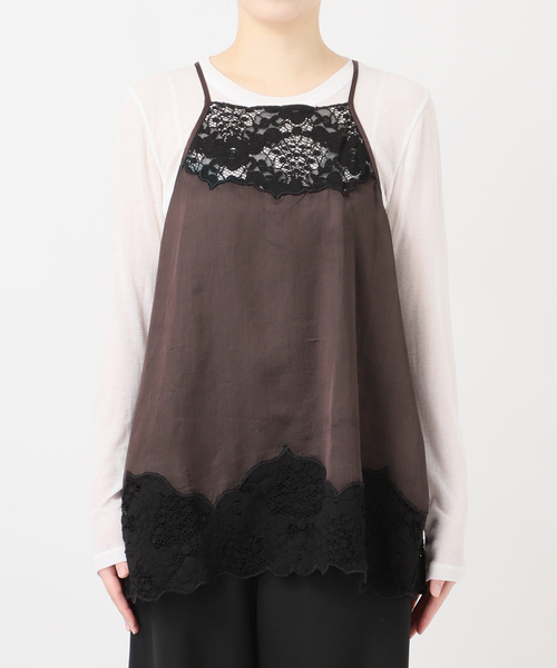 IENA LA BOUCLE（イエナラブークル）の「IENA LA BOUCLE R/Lサテンレースコンビキャミソール（キャミソール・レディース・ブラウン・FREE）」の10枚目の写真