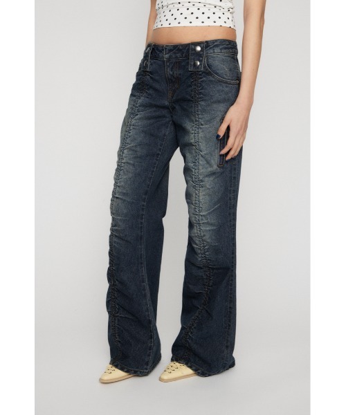 LAGUA GEM（ラグアジェム）の「FRONT GATHER デニム（デニムパンツ・レディース・ブラック/ブルー・22inch/23inch/24inch/25inch/26inch）」の8枚目の写真